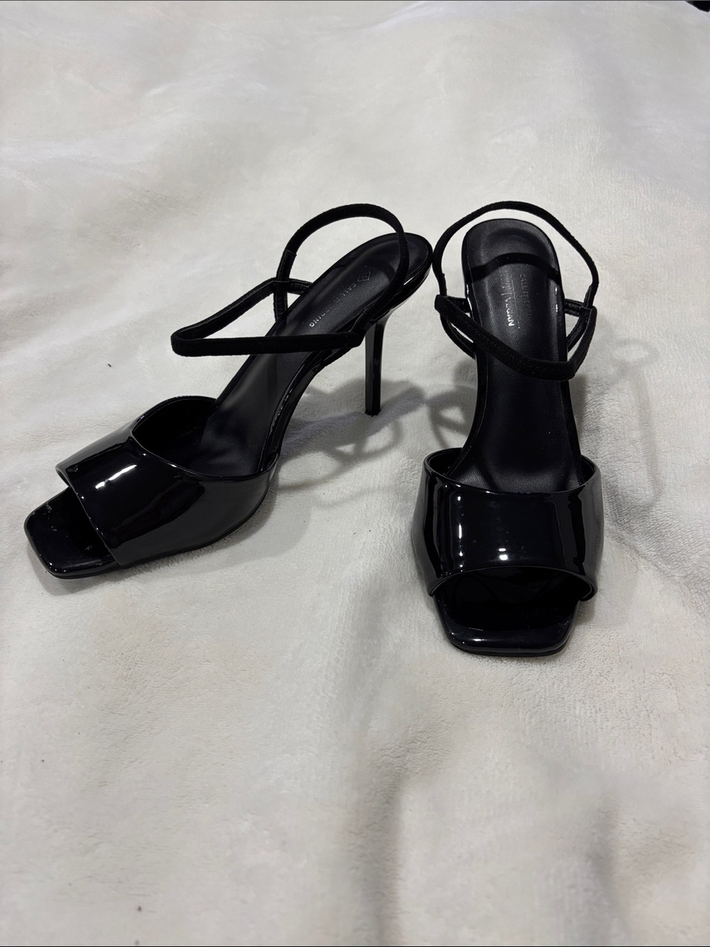 Black Patent High Heel Slingback Sandals - Call it Spring Fariah